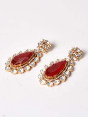 Gold alloy norah polki ruby earrings 2