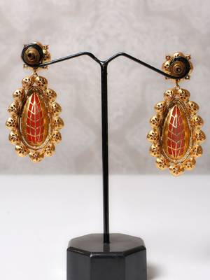 Gold alloy norah polki ruby earrings 3