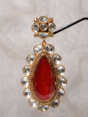 Gold alloy norah polki ruby earrings 5