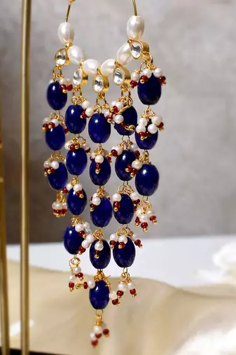 Gold alloy ajani chandbali earrings