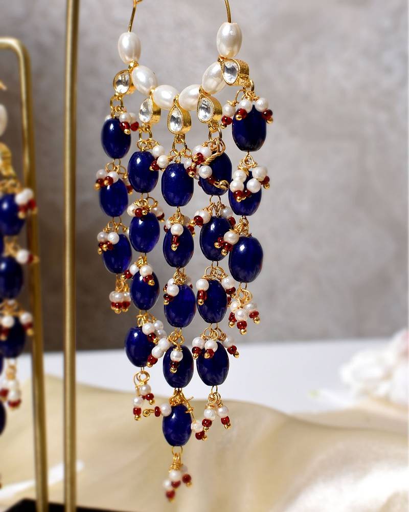 Gold alloy ajani chandbali earrings