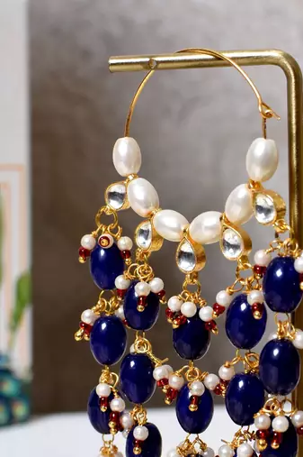 Gold alloy ajani chandbali earrings