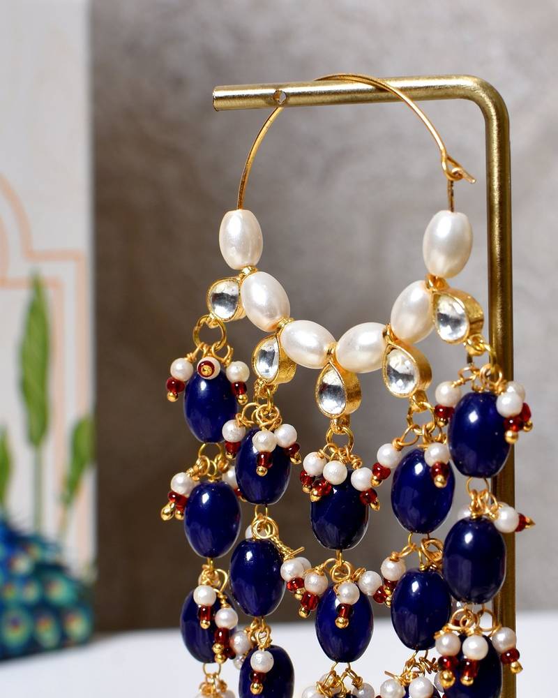 Gold alloy ajani chandbali earrings
