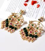 Gold alloy amoha kundan chandbali earrings   emerald