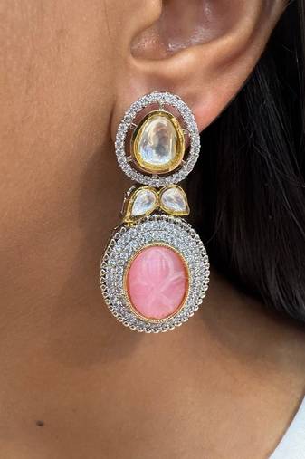 Silver alloy pinkney diamond earrings