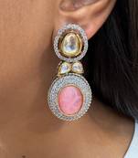 Silver alloy pinkney diamond earrings