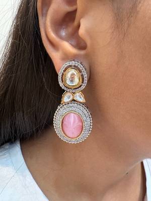 Silver alloy pinkney diamond earrings 2