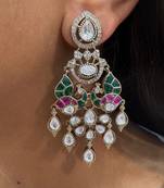 Gold alloy vama polki earrings