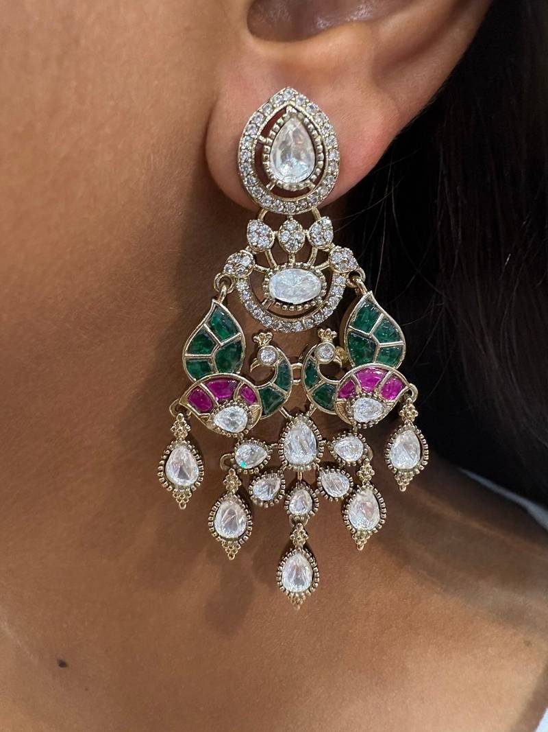 Gold alloy vama polki earrings