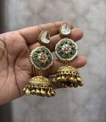 Gold alloy varali fusion earrings