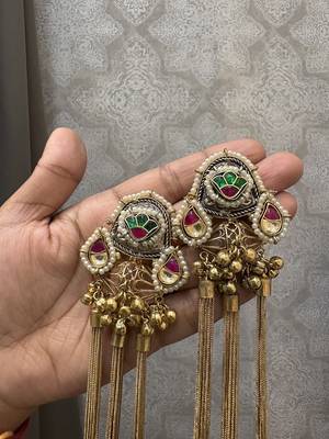 Gold alloy urisha oversized fusion earrings 1