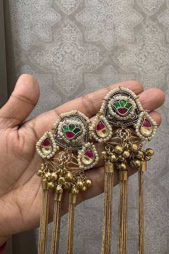 Gold alloy urisha oversized fusion earrings