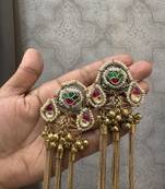 Gold alloy urisha oversized fusion earrings