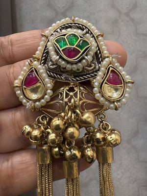 Gold alloy urisha oversized fusion earrings 3
