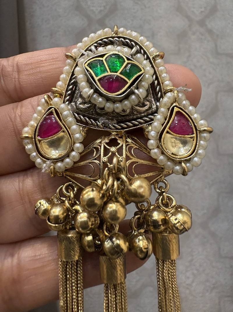 Gold alloy urisha oversized fusion earrings