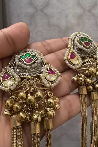 Gold alloy urisha oversized fusion earrings
