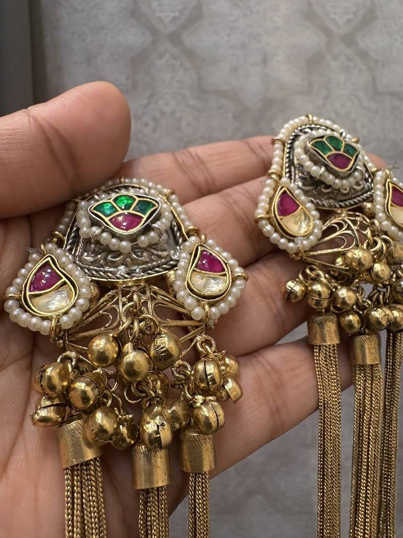 Gold alloy urisha oversized fusion earrings