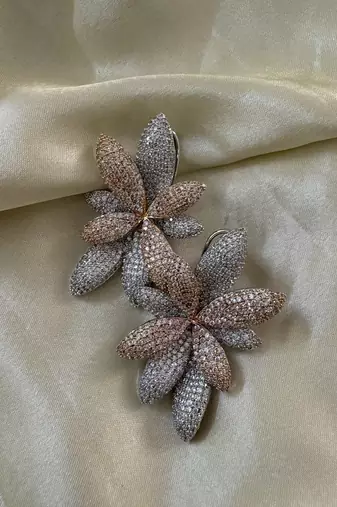 Silver alloy jessica diamond dangler earrings