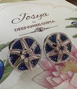 Gold alloy isla stud earrings  blue sapphire