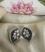 Gold alloy amelia stud earrings  emerald