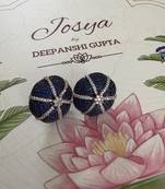 Gold alloy hazel stud earrings  blue sapphire