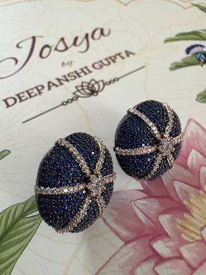 Gold alloy hazel stud earrings  blue sapphire 2