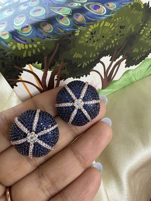 Gold alloy hazel stud earrings  blue sapphire 3