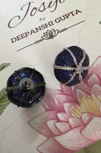 Gold alloy hazel stud earrings  blue sapphire