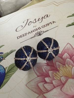 Gold alloy hazel stud earrings  blue sapphire 5