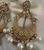 Gold alloy ishqiya chandbali earrings  pearls