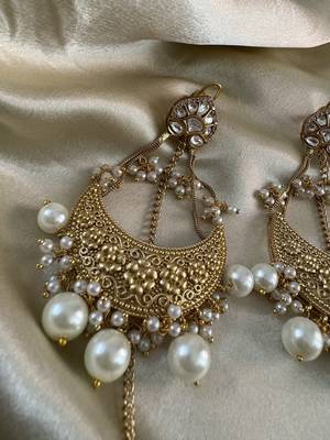 Gold alloy ishqiya chandbali earrings  pearls 2