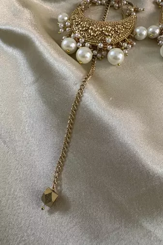 Gold alloy ishqiya chandbali earrings  pearls