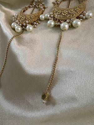 Gold alloy ishqiya chandbali earrings  pearls 4