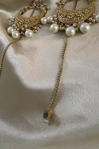 Gold alloy ishqiya chandbali earrings  pearls