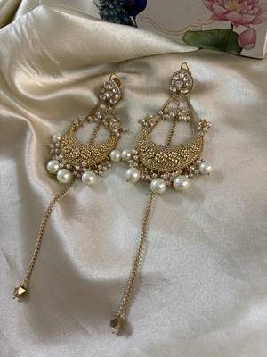 Gold alloy ishqiya chandbali earrings  pearls 5