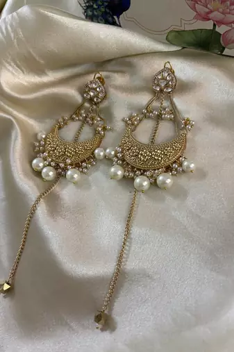 Gold alloy ishqiya chandbali earrings  pearls