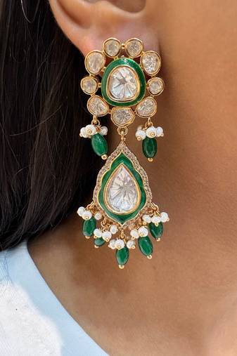 Gold alloy cherished polki earrings