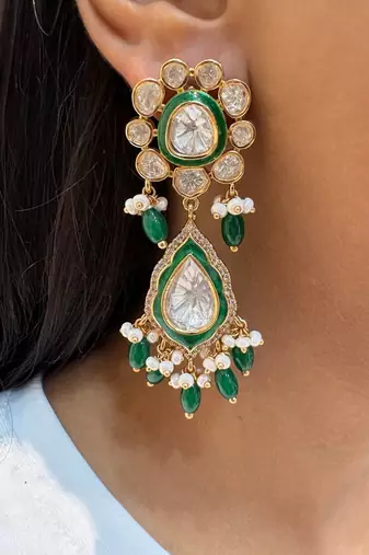 Gold alloy cherished polki earrings