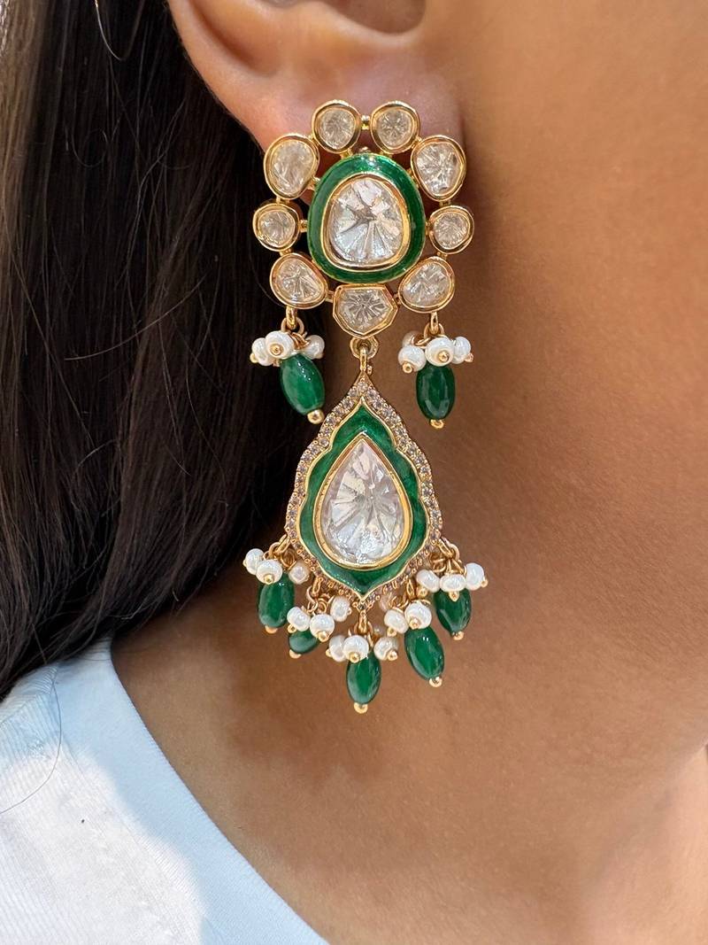 Gold alloy cherished polki earrings