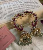 Gold alloy mayur kundan earcuffs