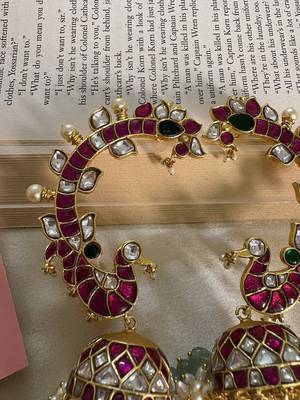 Gold alloy mayur kundan earcuffs 2