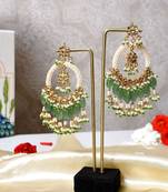 Gold alloy alya chandbali earrings   mint green