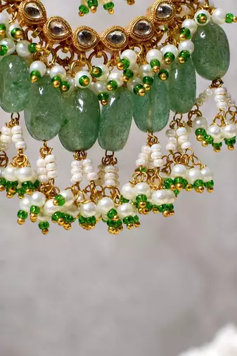 Gold alloy alya chandbali earrings   mint green