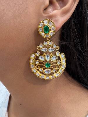 Gold alloy rudra polki chandbali 1