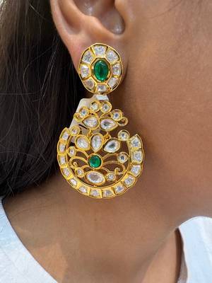 Gold alloy rudra polki chandbali 2