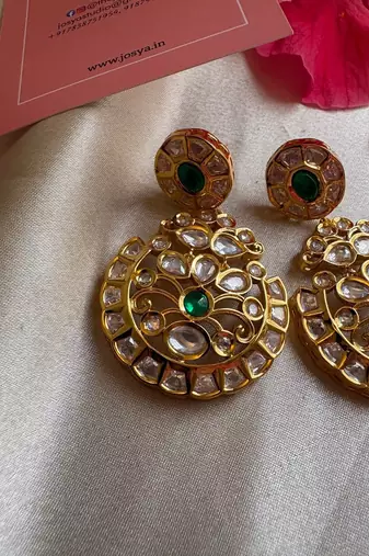 Gold alloy rudra polki chandbali