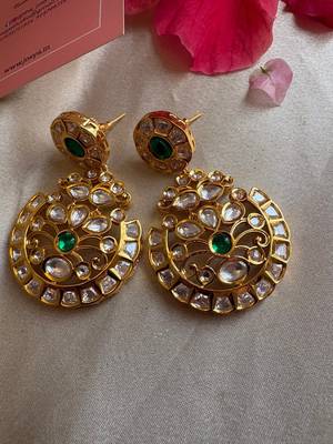 Gold alloy rudra polki chandbali 5