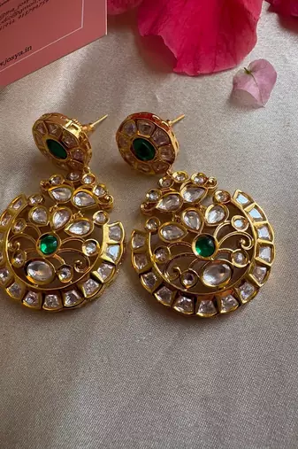 Gold alloy rudra polki chandbali
