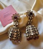 Gold alloy sienna moissanite polki earrings