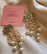 Gold alloy lush green danglers earrings